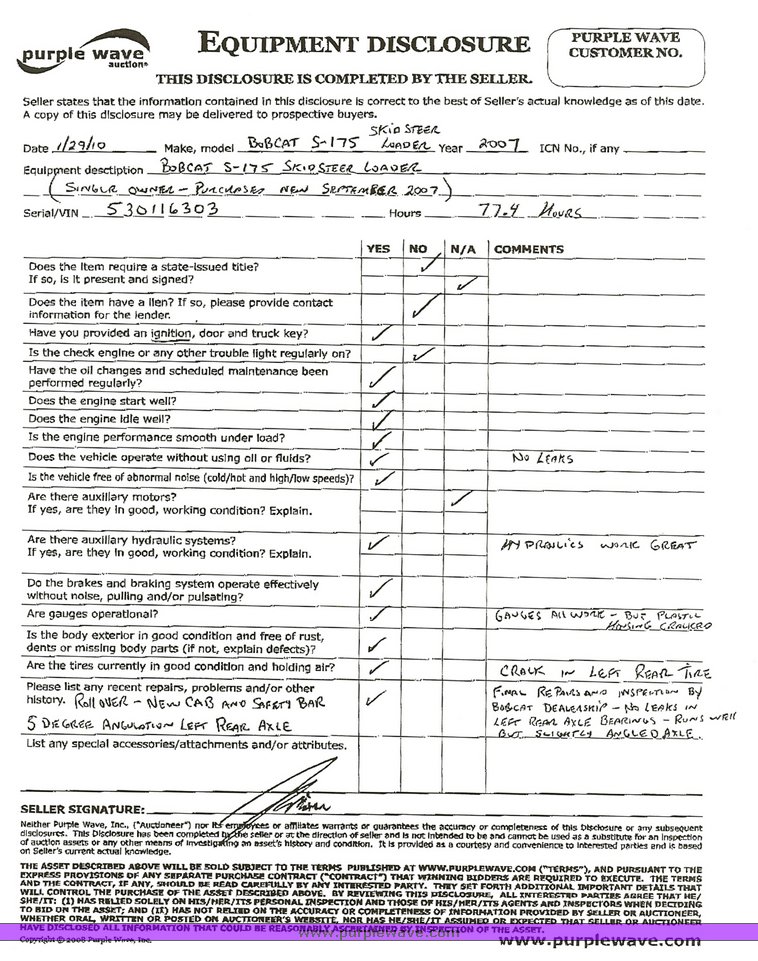 image for item 3879 2007 Bobcat S175 skid steer