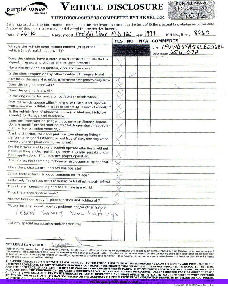 image for item 8060 1999 Freightliner FLD120 semi truck