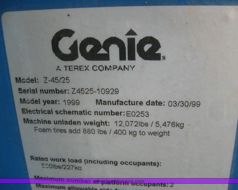 image for item 6845 1999 Genie Z-45/25 CF articulating boom lift