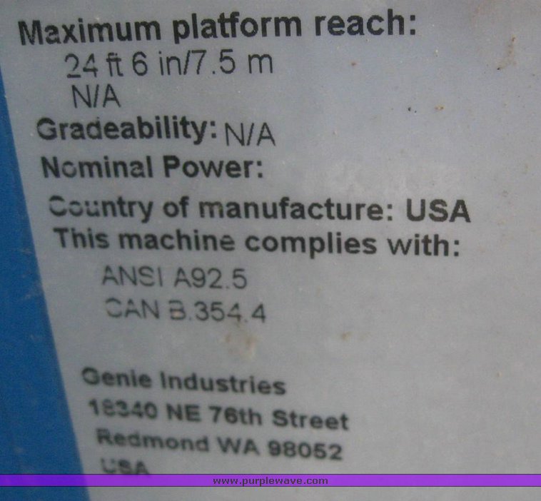 image for item 6845 1999 Genie Z-45/25 CF articulating boom lift