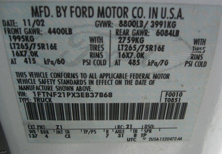 image for item 7694 2003 Ford F-250 service truck