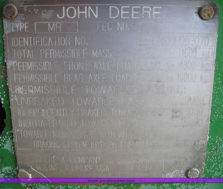 image for item 6832 1993 John Deere 7600 MFWD tractor