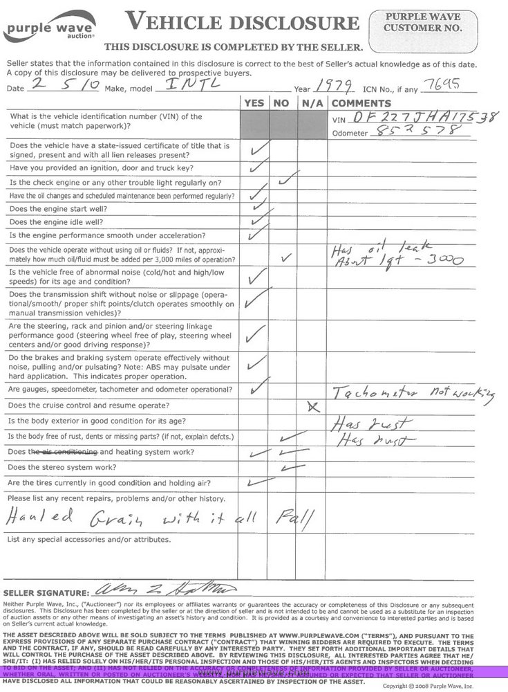 image for item 7695 1979 International semi truck