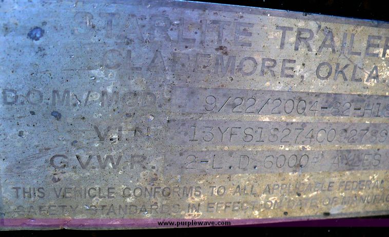 image for item 5596 2004 Starlite tandem axle 18' trailer