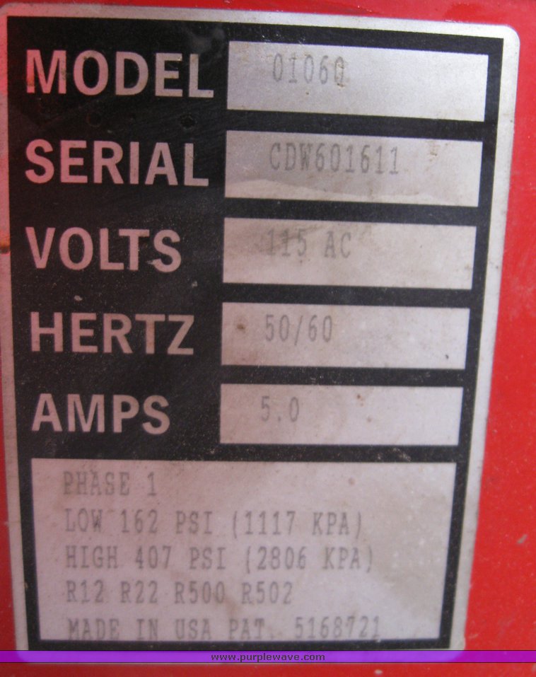 image for item 8088 White Industries R-12 refrigerant recovery machine