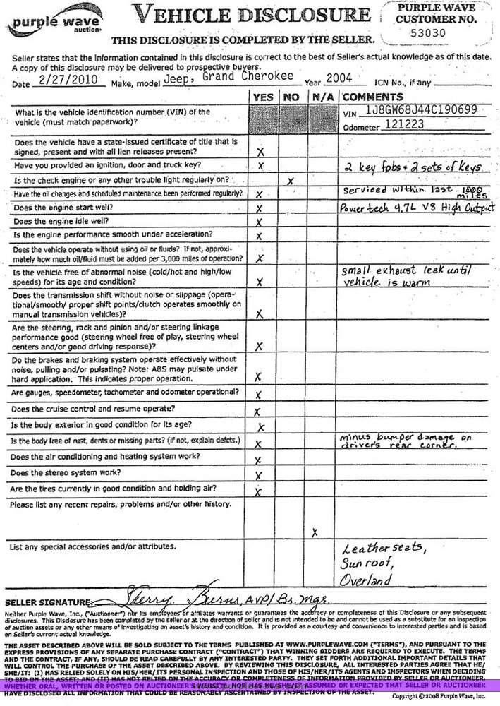 image for item 3363 2004 Jeep Grand Cherokee Overland