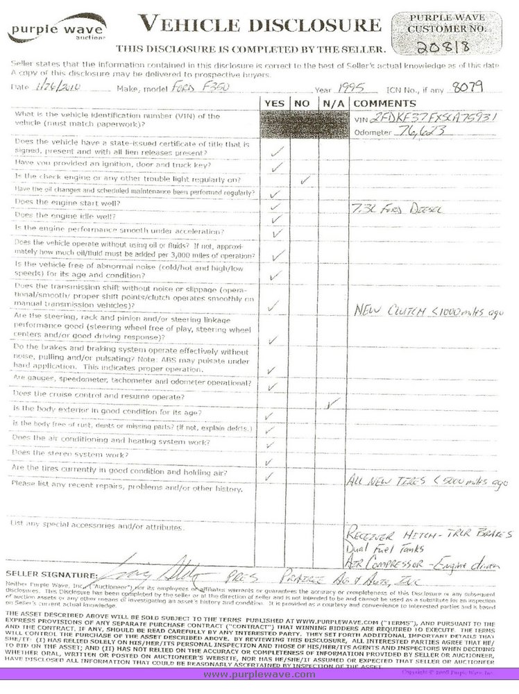 image for item 8079 1995 Ford F-350 truck with utility bed