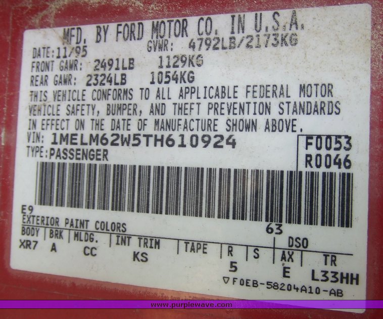 image for item 6645 1996 Mercury Cougar XR7