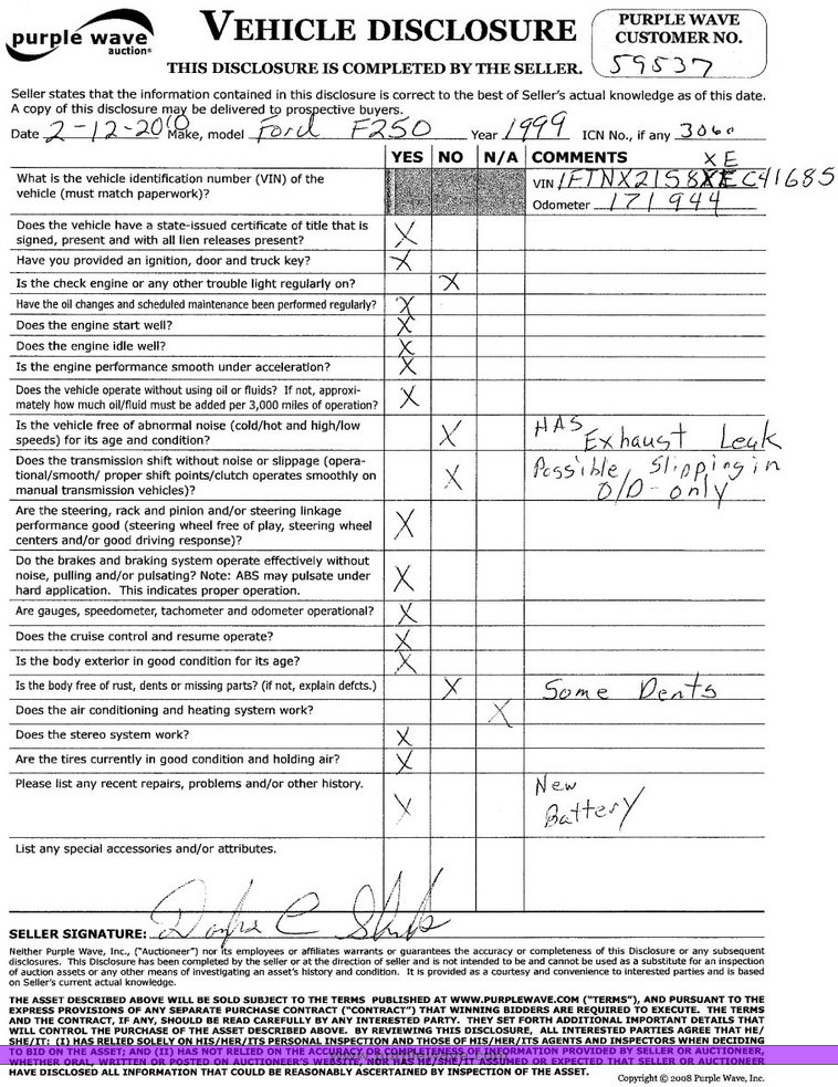 image for item 3060 1999 Ford F250