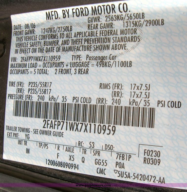 image for item 3359 2007 Ford Crown Victoria Police Interceptor