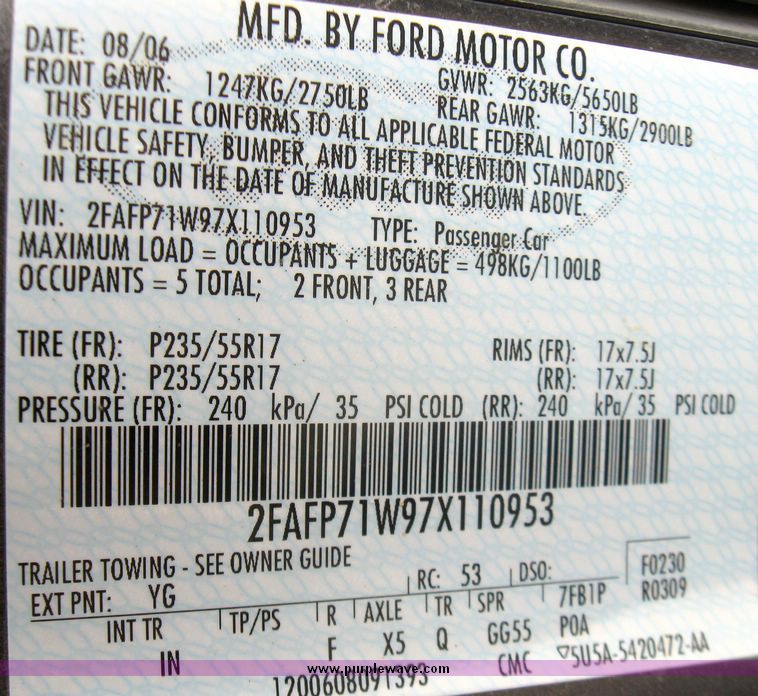 image for item 3361 2007 Ford Crown Victoria Police Interceptor