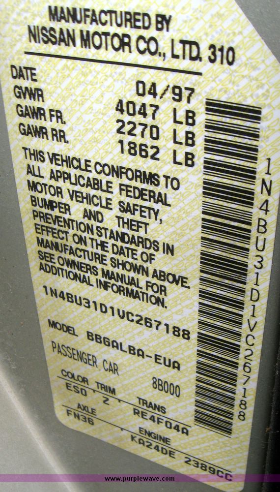 image for item 3363 1997 Nissan Altima