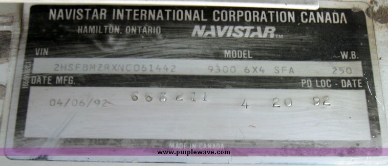 image for item 3367 1992 International Series 9300 semi