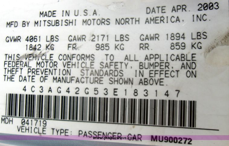 image for item 3370 2003 Chrysler Sebring LX