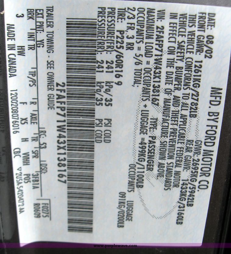 image for item 3371 2003 Ford Crown Victoria Police Interceptor