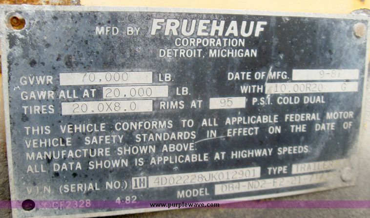 image for item 3374 1987 Fruehauf end dump trailer