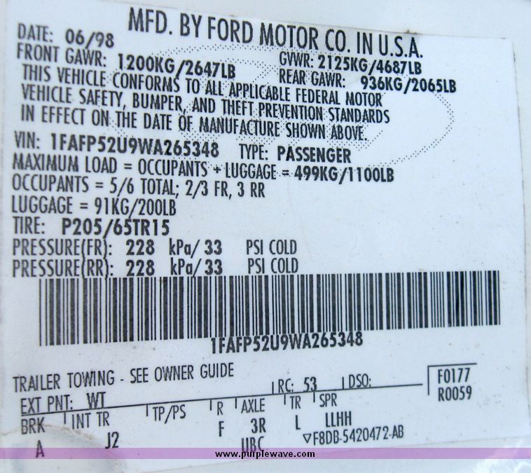 image for item 5466 1998 Ford Taurus