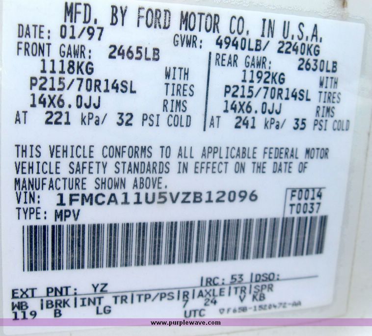 image for item 5469 1997 Ford Aerostar