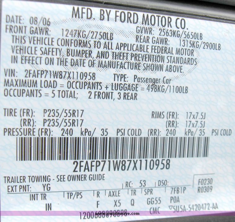 image for item 9369 2007 Ford Crown Victoria Police Interceptor