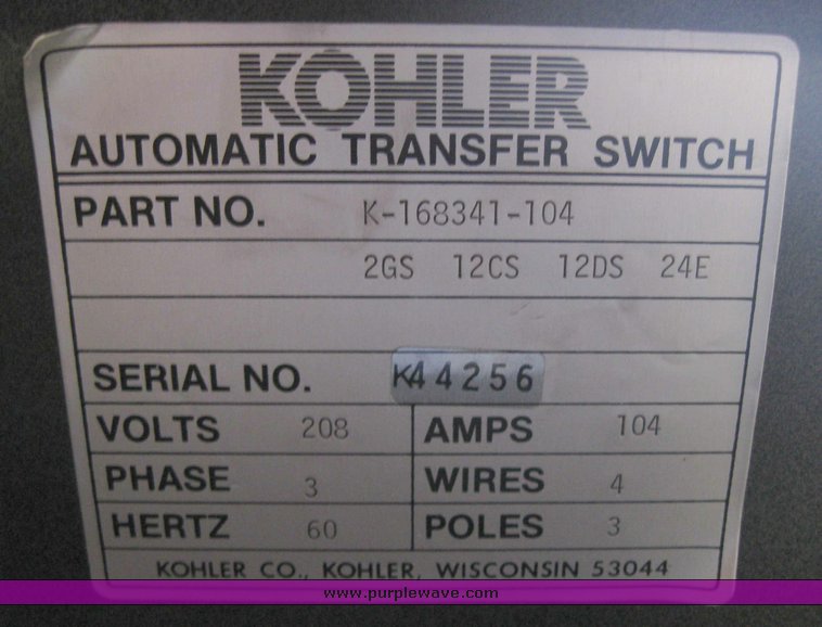 image for item 9801 Kohler power system transfer switch