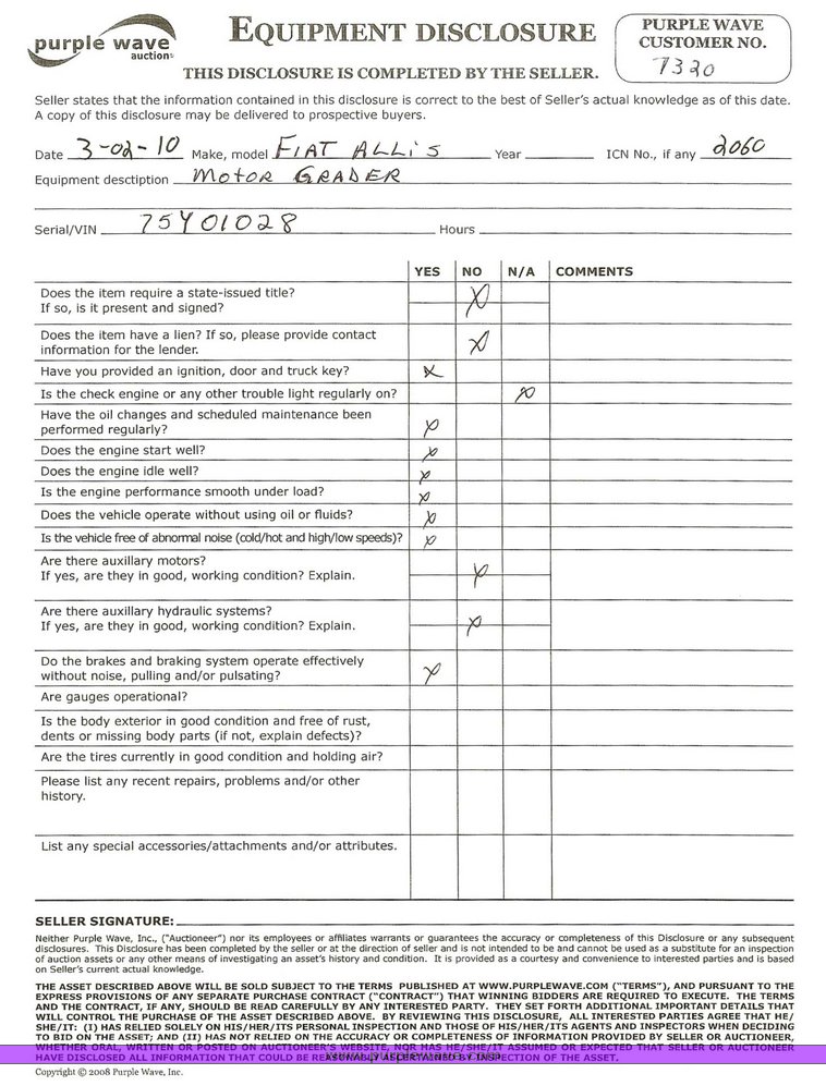 image for item 2060 1973 Fiat-Allis 65 motor grader