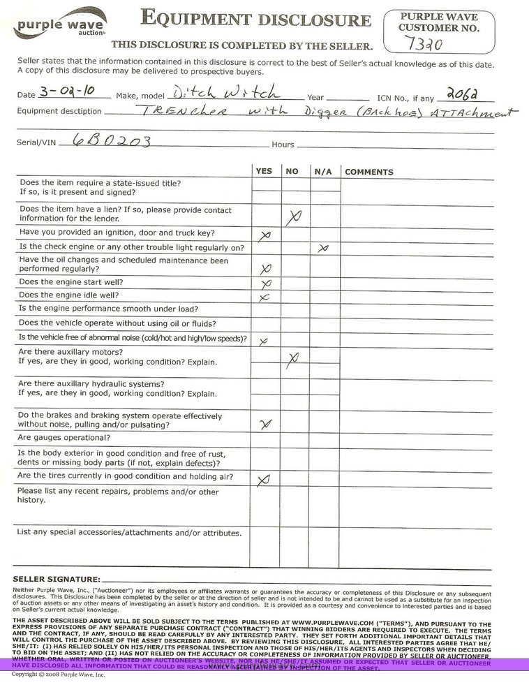 image for item 2062 Ditch Witch 3210 trencher