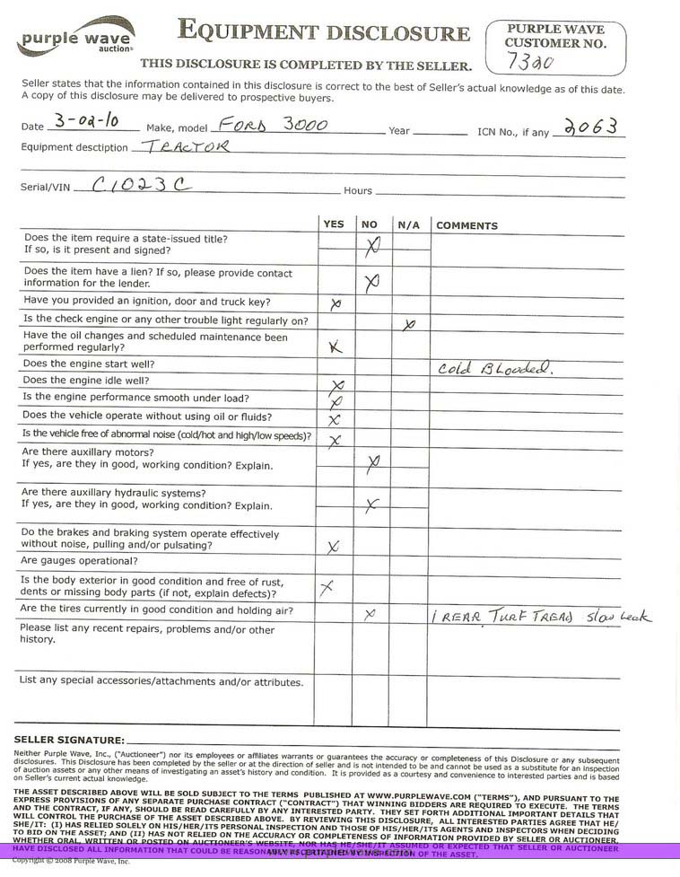 image for item 2063 Ford 3000 tractor