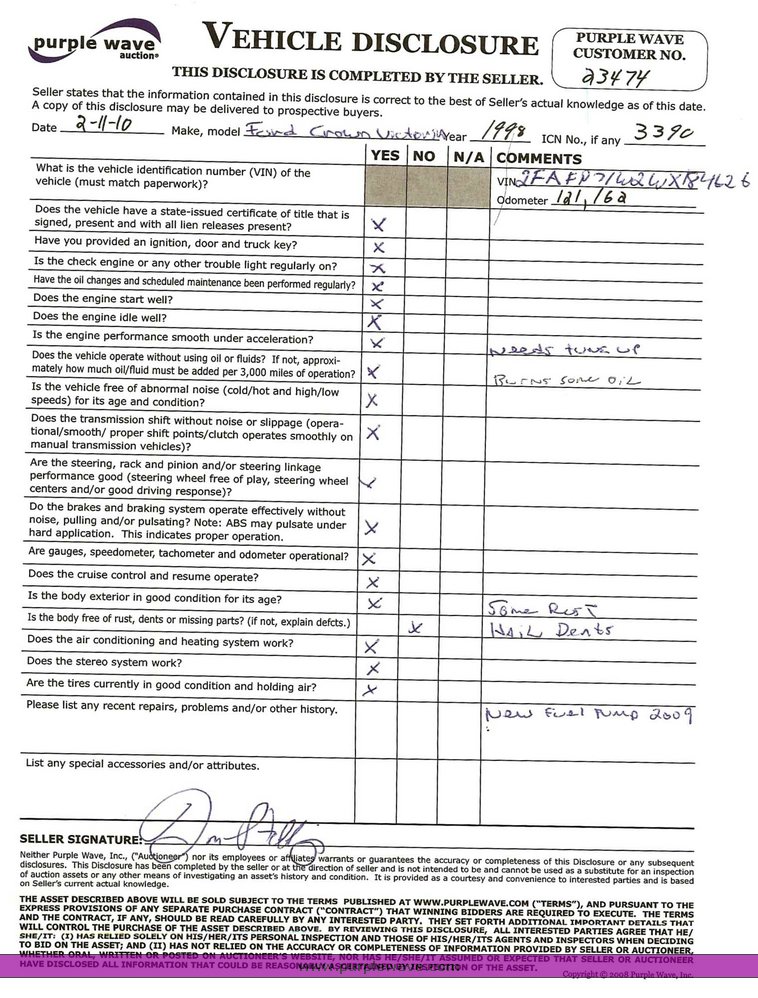 image for item 3390 1998 Ford Crown Victoria Police Interceptor