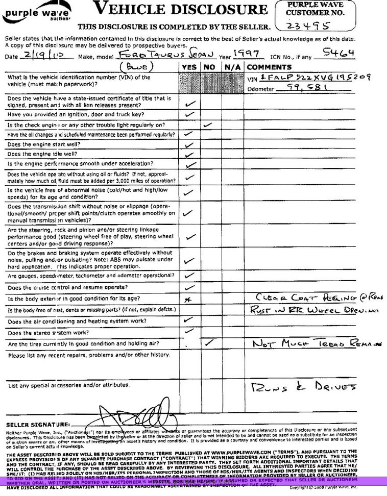 image for item 5464 1997 Ford Taurus GL