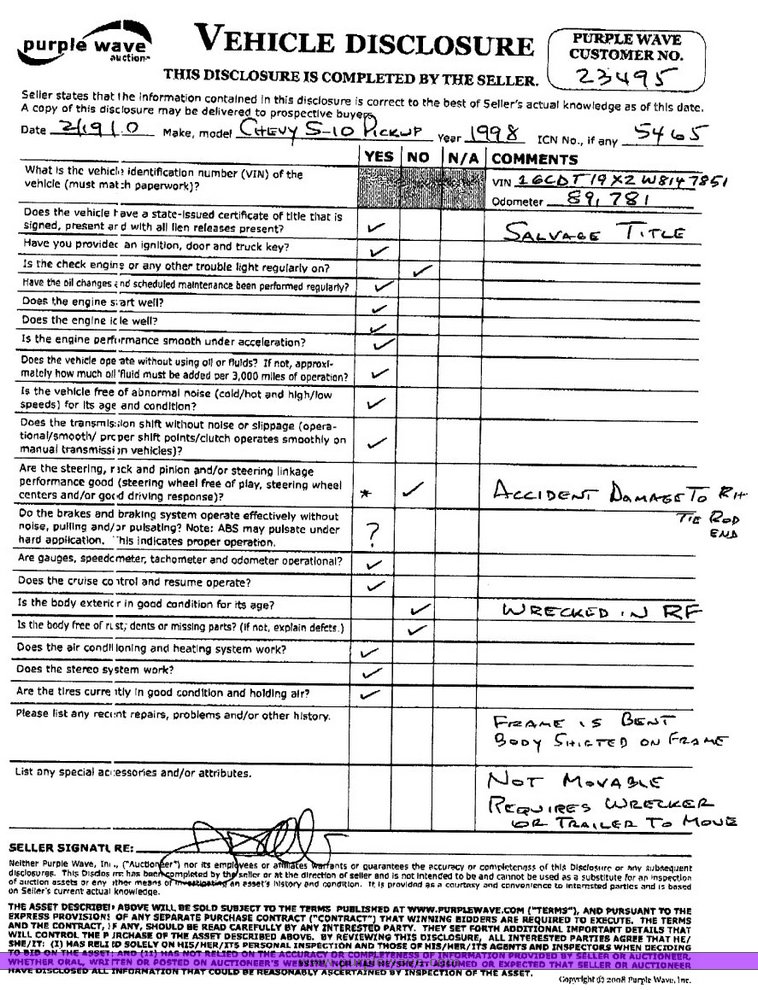 image for item 5465 1998 Chevrolet S10