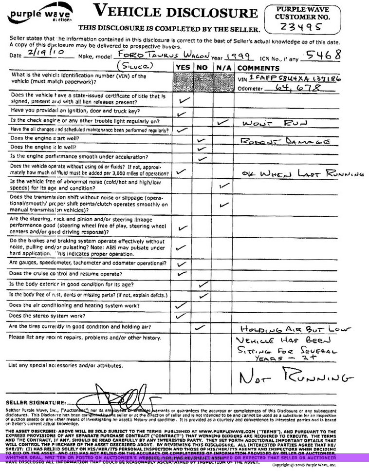 image for item 5468 1999 Ford Taurus SE station wagon