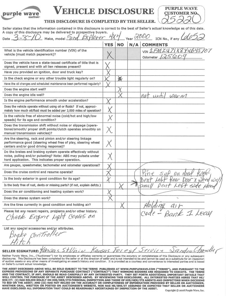 image for item 6652 2000 Ford Explorer XL