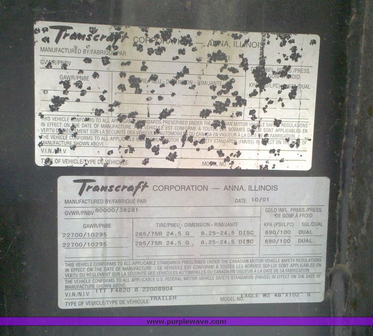 image for item 4007 2002 Transcraft Eagle 48' flatbed trailer