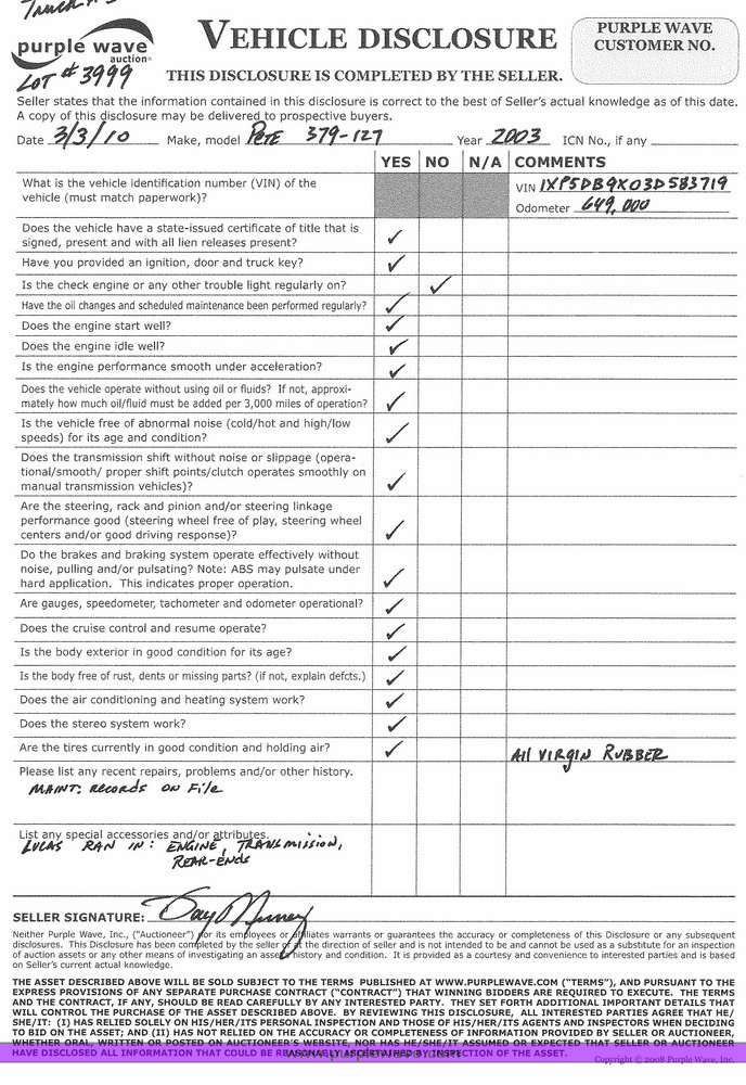 image for item 3999 2003 Peterbilt Conventional 379-127 semi tractor