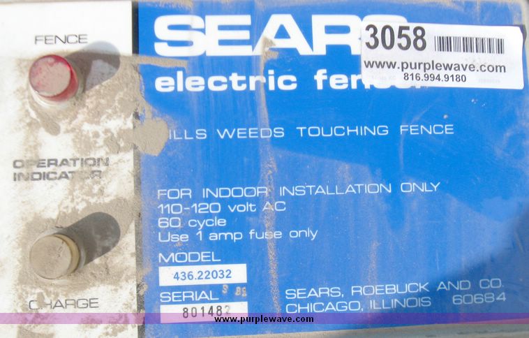 image for item 3058 Sears 110 volt electric fence charger