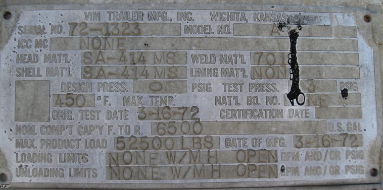 image for item 5311 1972 VIM tanker trailer