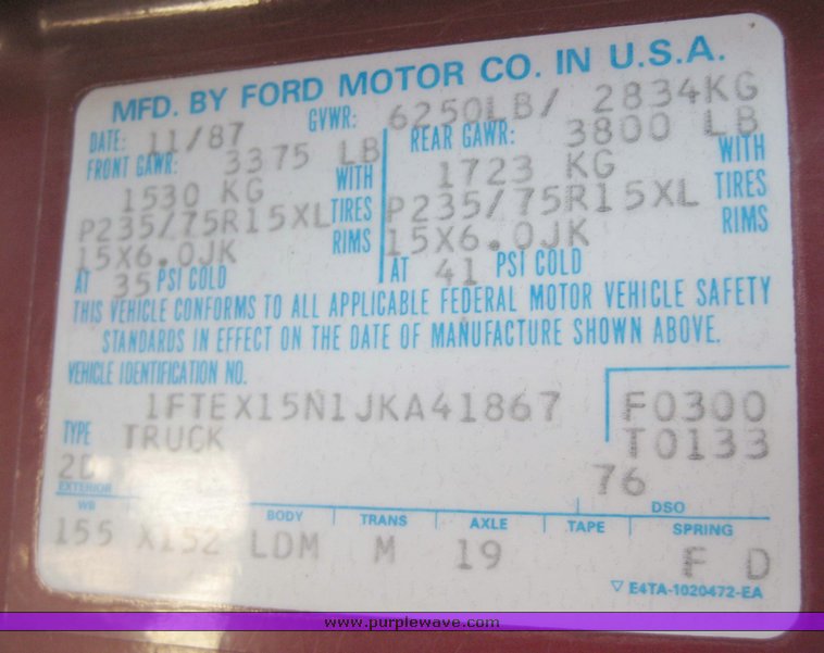 image for item 8437 1988 Ford F150