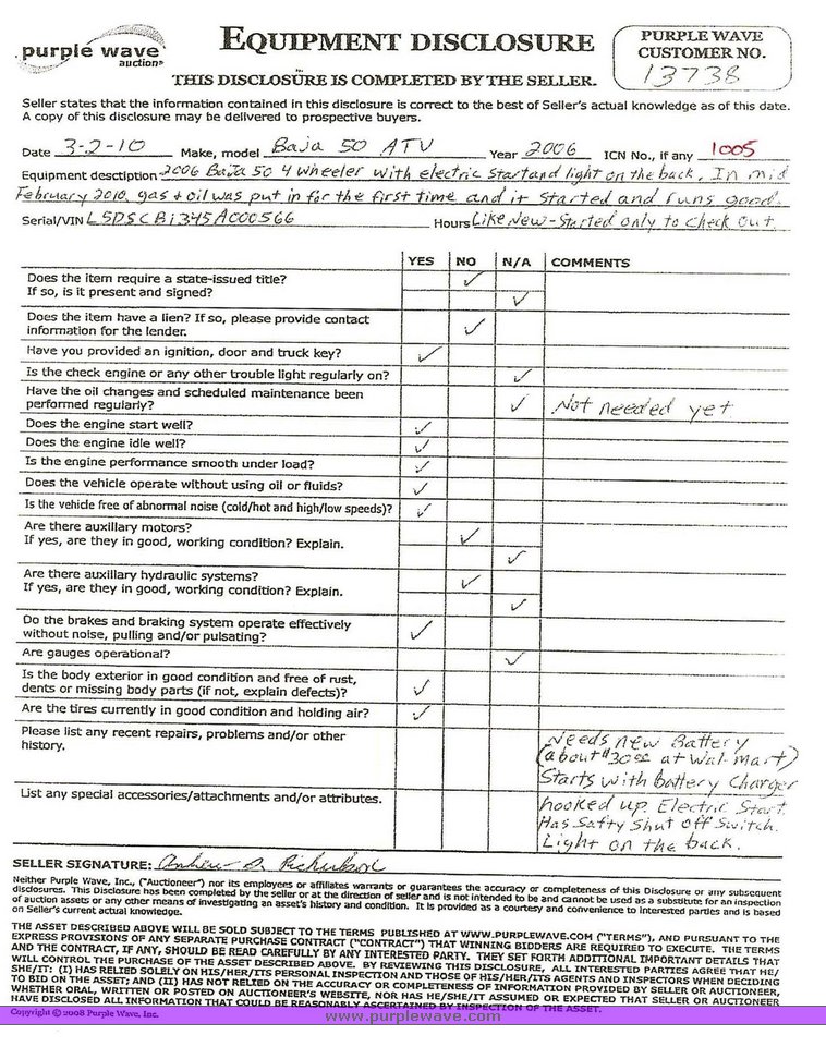 image for item 1005 2006 Baja 50 ATV