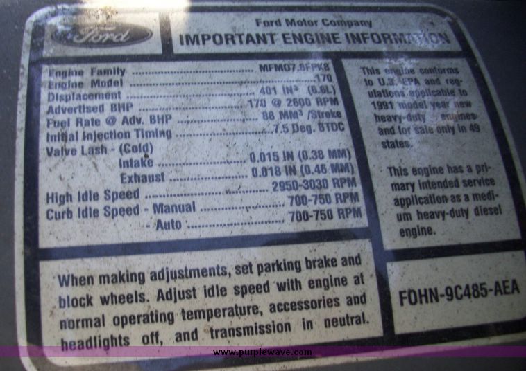 image for item 4606 1992 Ford Medium Heavy F700F truck