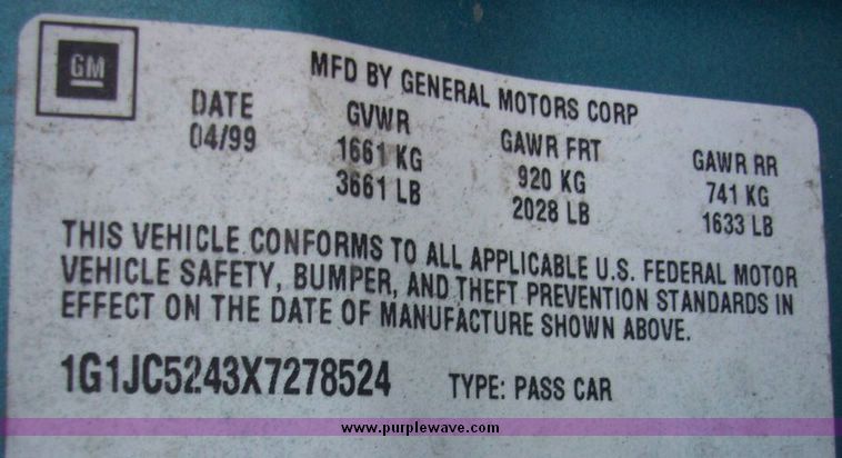 image for item 4616 1999 Chevrolet Cavalier
