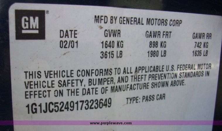 image for item 4619 2001 Chevrolet Cavalier