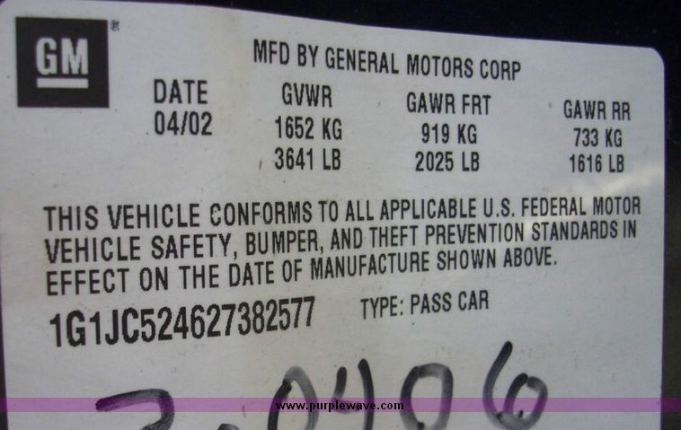 image for item 4620 2002 Chevrolet Cavalier
