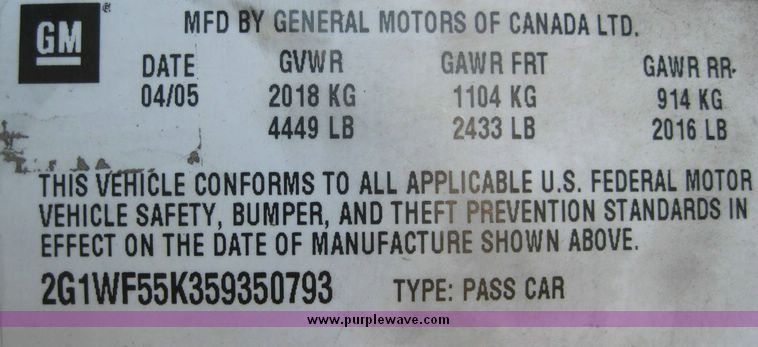 image for item 4627 2005 Chevrolet Impala