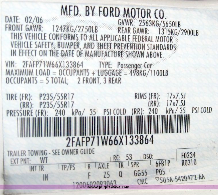 image for item 4632 2006 Ford Crown Victoria Police Interceptor