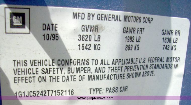 image for item 4644 1996 Chevrolet Cavalier