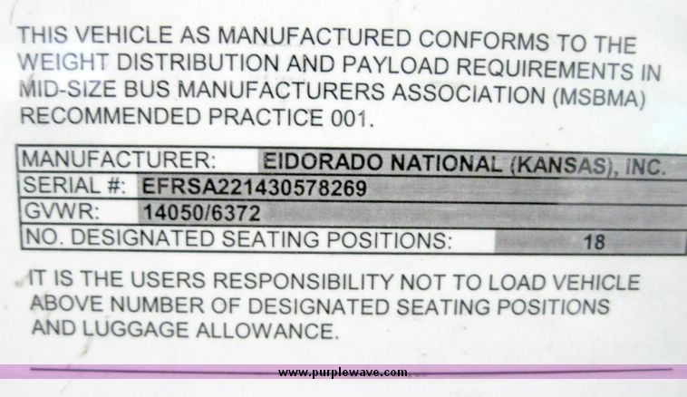 image for item 4650 2003 Ford E450 Super Duty El Dorado Paratransit van