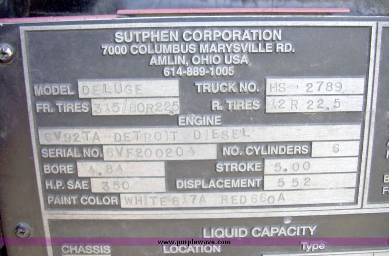 image for item 4651 1993 Sutphen HS2789 75' Quint aerial platform truck