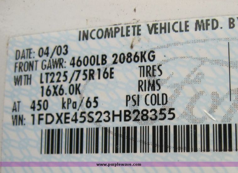 image for item 4654 2003 Ford E450 Super Duty El Dorado Paratransit van