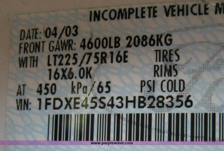 image for item 4674 2003 Ford E450 Super Duty El Dorado Paratransit van