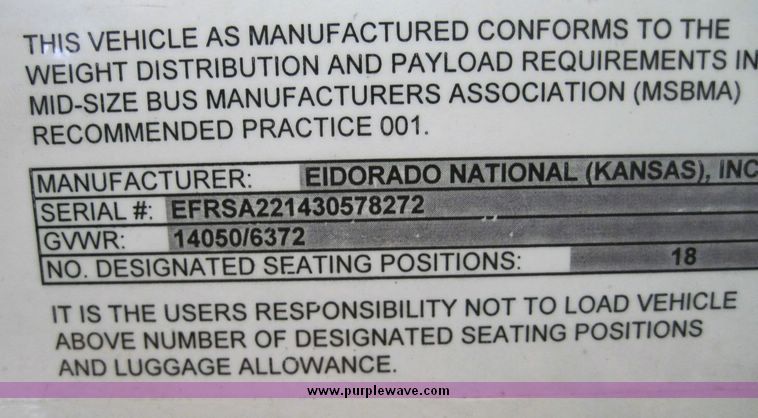 image for item 4674 2003 Ford E450 Super Duty El Dorado Paratransit van